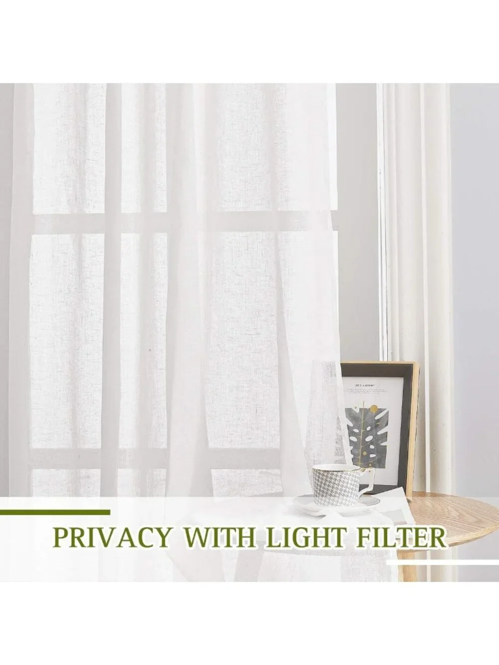 Elegant White Sheer Linen Curtains, 84